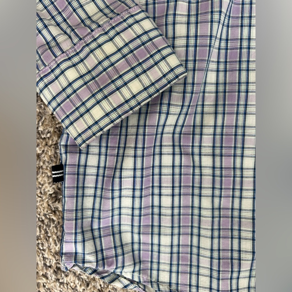 Nautica Boys Button up Dress Shirt in purple and blue size Large 14/16 - Picture 5 of 8